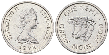 Сейшельские острова 1 цент 1972 ФАО - Выращивайте больше еды, Елизавета II (1952-2022) KM 17 алюминий aUNC 4596-1253