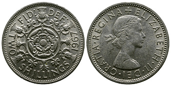 Великобритания 2 шиллинга (флорин) 1967 Елизавета II (1952-2022) KM 906, Spink 4146 медно-никель 4382-815