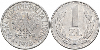 ПОЛЬША 1 ЗЛОТЫЙ 1978 КРЕМНИЦА KM 49.1 алюминий 68-431