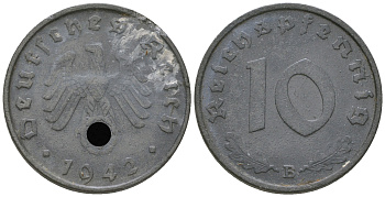 Германия 10 рейхспфеннигов 1942 B KM 101, J. 371 цинк 4589-1244
