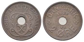 Дания 2 эре 1929 N, Кристиан X (1912-1947) KM 827 бронза 4701-731