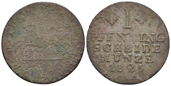 Брауншвейг-Вольфенбюттель 1 пфенниг 1825 CvC, Карл II (1823-1830) KM 1098 медь 60-1255