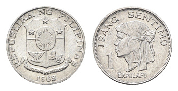 Филиппины 1 сентимо 1969 KM 196 алюминий UNC 4668-647