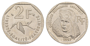 Франция 2 франка 1997 80 лет со дня смерти Жоржа Гинемера KM 1187 никель UNC 4660-241