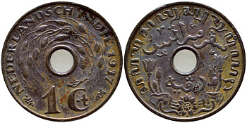 Нидерландская Восточная Индия 1 цент 1937 KM 317 бронза 4398-211