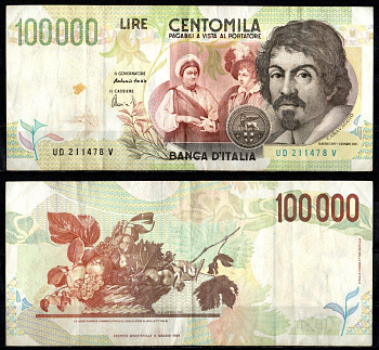Италия 100000 лир 1994 Pick 117 b бумага 7205-4-2-1