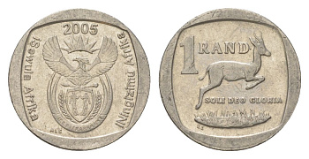 ЮАР 1 ранд 2005 KM 295 медь плакированная никелем 4627-439