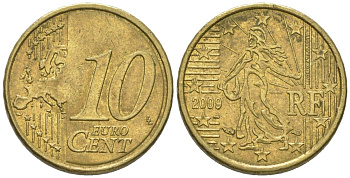 Франция 10 евроцентов 2009 KM 1410 нордик 4580-428