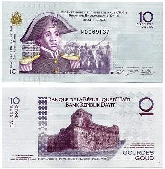 Гаити 10 гурд 2014 модификация 2004, 200 лет независимости Гаити (1804-2004) Pick 272f бумага UNC (пресс) 2197-27-1-1