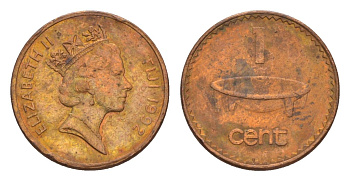 Фиджи 1 цент 1992 KM 49a цинк плакированный медью 4630-1034