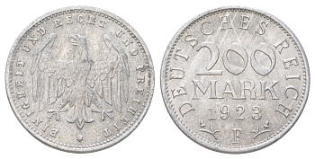 Германия 200 марок 1923 F KM 35, J. 304 алюминий 4627-935