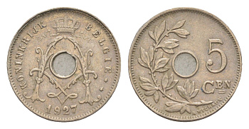 Бельгия 5 сантимов 1927 Belgie, Альберт I (1909-1934) KM 67 медно-никель 4640-1036