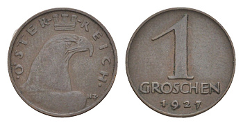 Австрия 1 грош 1927 KM 2836 бронза 4549-1233