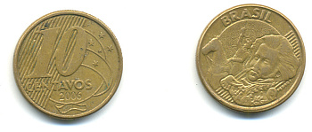 БРАЗИЛИЯ 10 СЕНТАВО 2006 KM 649.2 сталь плакированная латунью 3999-1317