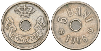 Румыния 5 бань 1906 Кароль I (1881-1914) KM 31 медно-никель 4615-346
