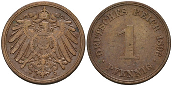 Германия 1 пфенниг 1896 A KM 10, J. 10 медь 4567-1126