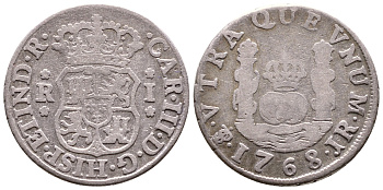 Боливия 1 реал 1768 J.R., Карл III (1759-1788) KM 47 серебро 4178-521