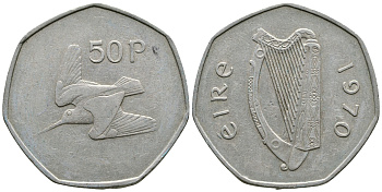 Ирландия 50 пенсов 1970 вальдшнеп KM 24 медно-никель 4110-1032