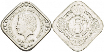 НИДЕРЛАНДЫ 5 ЦЕНТОВ 1978 30 ЛЕТ ПРАВЛЕНИЯ медно-никель UNC 77-124