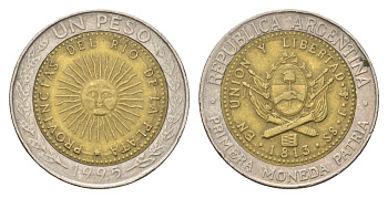 Аргентина 1 песо 1995 KM 112 биметалл 4571-217