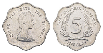 Восточные Карибы (Восточно-Карибские штаты) 5 центов 1995 KM 12 алюминий UNC 4652-911