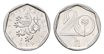 Чехия 20 геллеров 1996 KM 2.1 алюминий UNC 4674-839