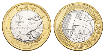 Бразилия 1 реал 2016 XV летние Паралимпийские игры, Рио-де-Жанейро 2016 - Паралимпийское плавание KM 725 биметалл UNC 4646-212