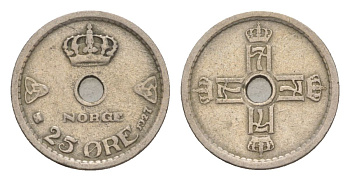 Норвегия 25 эре 1927 Хокон VII (1905-1957) KM 384 медно-никель 4632-1218