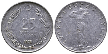 ТУРЦИЯ 25 КУРУШЕЙ 1973 KM 892.3 сталь 84-1132