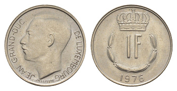 Люксембург 1 франк 1976 Герцог Жан (1964-1999) KM 55 медно-никель 4643-541
