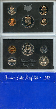 США официальный набор из 5 монет, в пластике 1972 S, Джон Кеннеди, в твердом пластике KM PS 134   PROOF  8-2-03-38