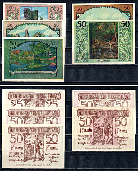 Штекленберг (Пруссия, Саксония) полный набор из 5 нотгельдов (25 и 50 пфеннигов) 1921 Mehl Grabowski 1258.1 бумага UNC (пресс) 7556-56-4-1