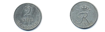 ДАНИЯ 2 ЭРЕ 1955 ФРИДЕРИК IX KM 840.1 цинк 4379-728