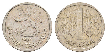 Финляндия 1 марка 1982 KM 49a медно-никель 4525-1245
