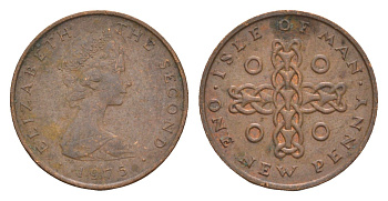 Остров Мэн 1 пенни 1975 Елизавета II (1952-2022) KM 20 бронза 4655-931