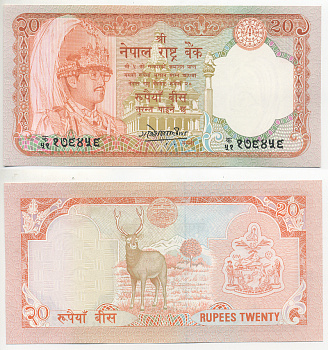 НЕПАЛ 20 РУПИЙ 1985-1990 ПОДПИСЬ 11 Pick 38а(1) бумага UNC (ПРЕСС) 7221-63-1