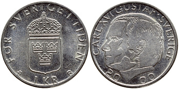 Швеция 1 крона 2000 Карл XVI Густав (1973- ) KM 852а медно-никель 4364-2033