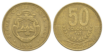 Коста-Рика 50 колонов 1999 KM 231.1 латунь 4631-156