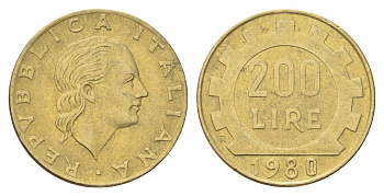 Италия 200 лир 1980 R, шестерня KM 105 алюминиевая бронза 4704-853