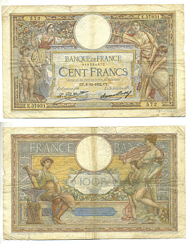 Франция 100 франков 1932 8 декабря 1932 Pick 78b бумага 444-47-1-2