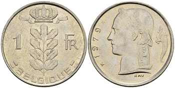 БЕЛЬГИЯ 1 ФРАНК 1979 BELGIQUE KM 142.1 медно-никель 4546-523