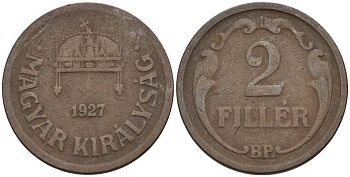 Венгрия 2 филлера 1927 BP KM 506 бронза 4115-1111