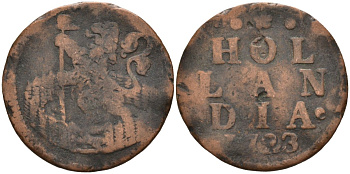 Голландия (Holland), Нидерланды 1 дуит 1723 KM 80 медь 3334-651