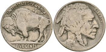 США 5 центов 1929 индеец, бизон KM 134 медно-никель 4523-334