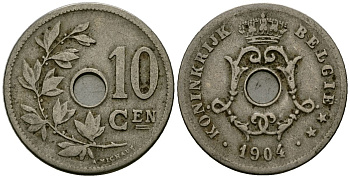 Бельгия 10 сантимов 1904 Belgie KM 53 медно-никель 4172-1154