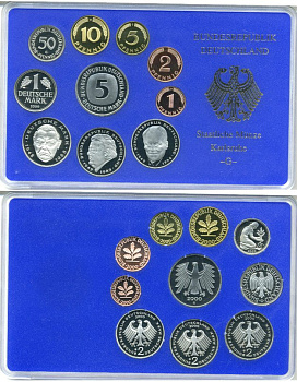 ФРГ государственный набор из 10 монет 2000 G    PROOF  3-5-3-30