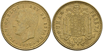 Испания 1 песета 1975 (80) Хуан Карлос I (1975-2014) KM 806 алюминиевая бронза 4604-432