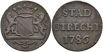 Утрехт (Utrecht), Нидерланды 1 дуит 1786 KM 91 медь 4577-244