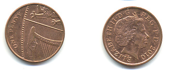 Великобритания 1 пенни 2010 Елизавета II (1952-2022) KM 1107, Spink B6 сталь плакированная медью 177-1218