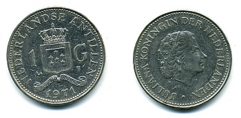 Нидерландские Антилы 1 гульден 1971 Юлиана (1948-1980) KM 12 никель 25-725